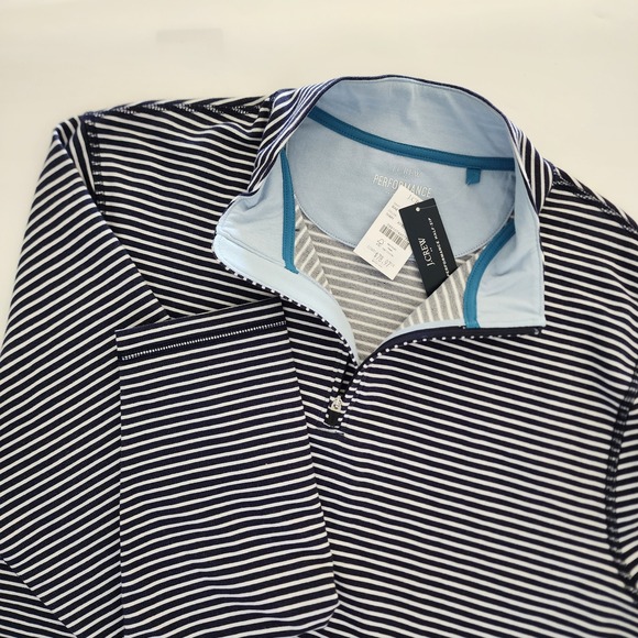 J. Crew Other - J. Crew Performance blue white stripe 1/2 zip‎ pullover shirt mens size XL